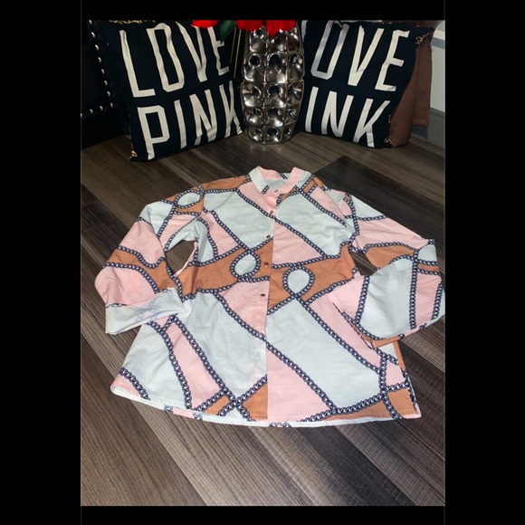 Chain print button down - Picture 8 of 11